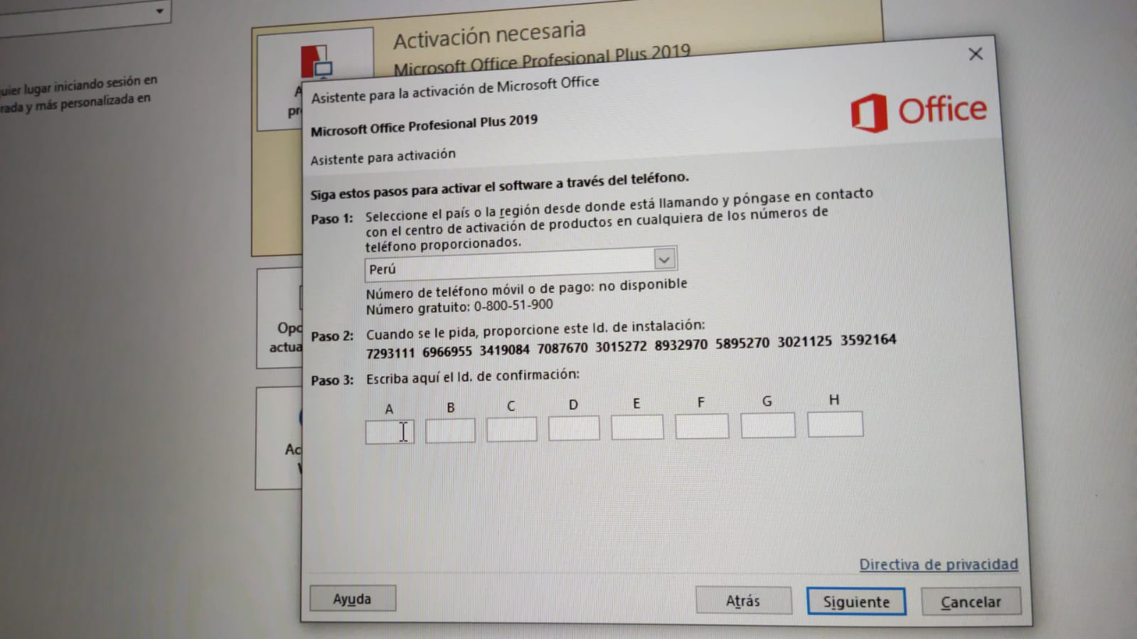 Activación y validación oficial en línea